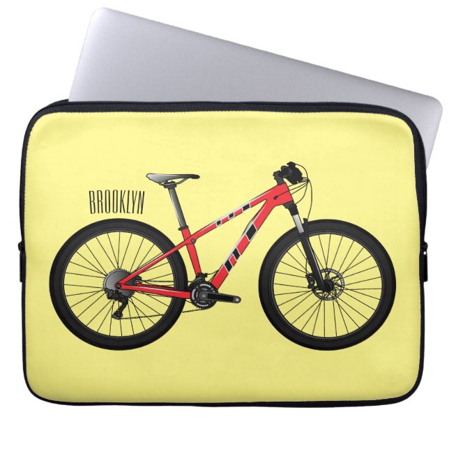 Afbeelding van fietscartoon laptop sleeve (Voorkant)