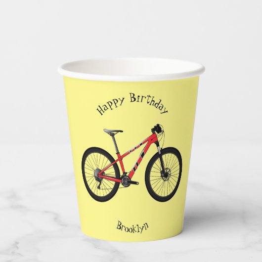 Afbeelding van fietscartoon papieren bekers (Achterkant)