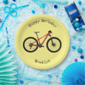 Afbeelding van fietscartoon papieren bordje (Feest)