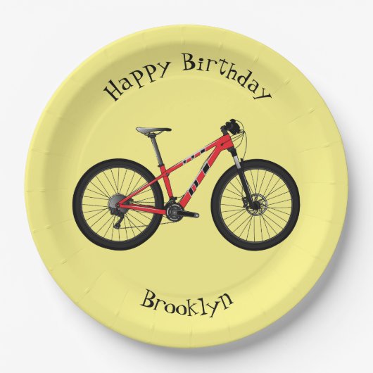 Afbeelding van fietscartoon papieren bordje (Voorkant)