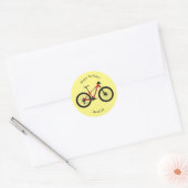 Afbeelding van fietscartoon ronde sticker (Envelop)