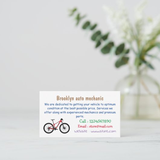 Afbeelding van fietscartoon visitekaartje (Staand voorkant)