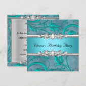  Afbeelding van Floral Diamond, Blauwgroen  van de Kaart (Voorkant / Achterkant)