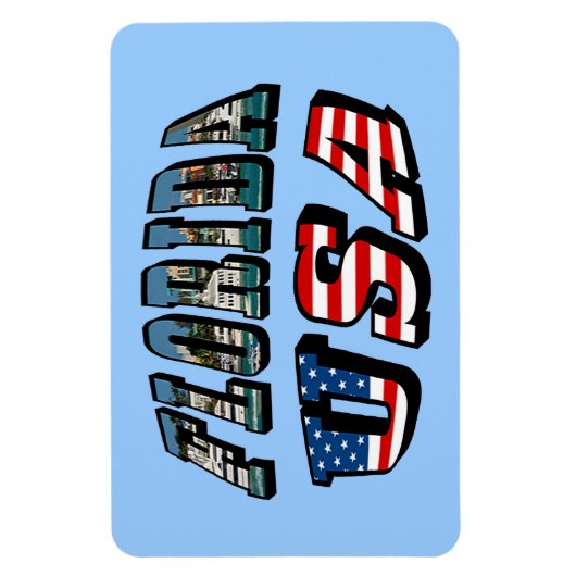 Afbeelding van Florida en Vlagtekst van de VS Magneet (Verticaal)