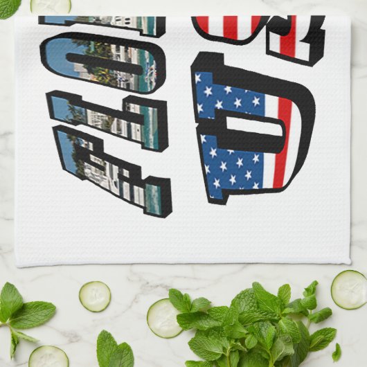 Afbeelding van Florida en Vlagtekst van de VS Theedoek (Gevouwen)