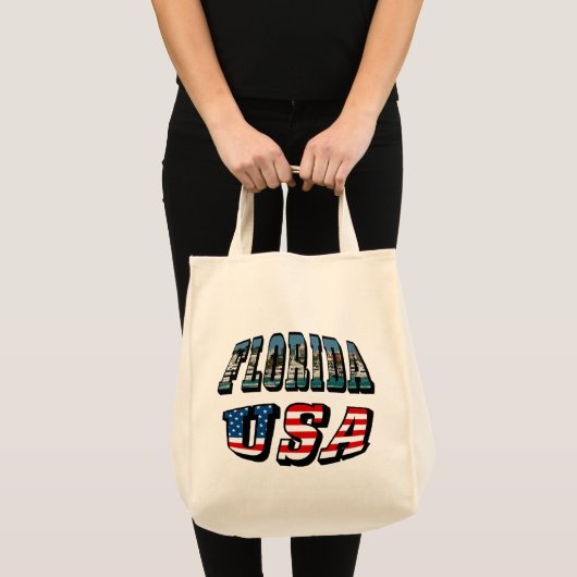 Afbeelding van Florida en Vlagtekst van de VS Tote Bag (Voorkant (product))