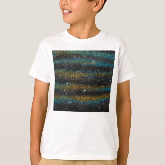 Afbeelding van geel en turkooizen Glitter T-shirt (Voorkant)