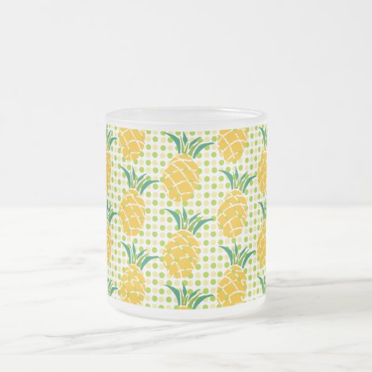 Afbeelding van Gele en groene ananas op Stippen Matglas Koffiemok (Center)