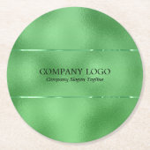 Afbeelding van glinsterende groene iriserende faux ronde kartonnen onderzetter (Voorkant)