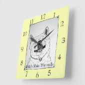 afbeelding van grappige akita glimlachend met slog vierkante klok (Hoek)