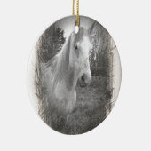 Afbeelding van grijze paarden keramisch ornament (Rechts)