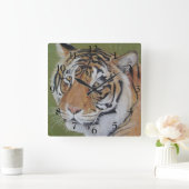 afbeelding van grote kattentijger vierkante klok (Huis)