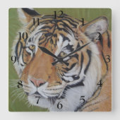 afbeelding van grote kattentijger vierkante klok (Voorkant)