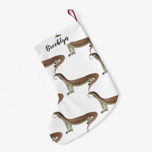 Afbeelding van hagedis-cartoon bewaken kleine kerstsok (Achterkant (Hangend))