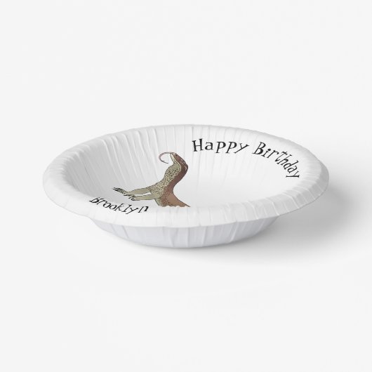 Afbeelding van hagedis-cartoon bewaken papieren kommen (Gebogen)