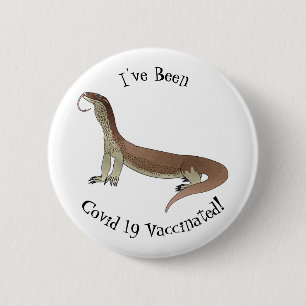 Afbeelding van hagedis-cartoon bewaken ronde button 5,7 cm