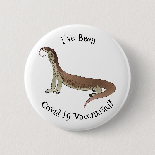 Afbeelding van hagedis-cartoon bewaken ronde button 5,7 cm (Voorkant)