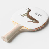 Afbeelding van hagedis-cartoon bewaken tafeltennisbatje (Voorkant Gekanteld)
