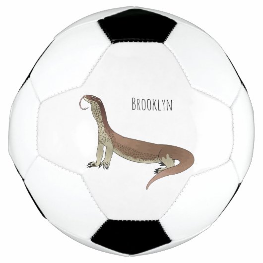 Afbeelding van hagedis-cartoon bewaken voetbal (Voorkant)