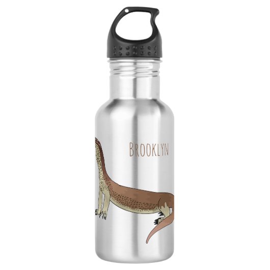 Afbeelding van hagedis-cartoon bewaken waterfles  (Voorkant)