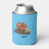 Afbeelding van hagedis-cartoon met gevlekte hals blikjeskoeler (Blikje Voorkant)