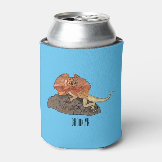 Afbeelding van hagedis-cartoon met gevlekte hals blikjeskoeler (Blikje Voorkant)