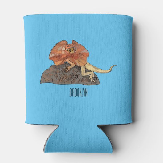 Afbeelding van hagedis-cartoon met gevlekte hals blikjeskoeler (Achterkant)