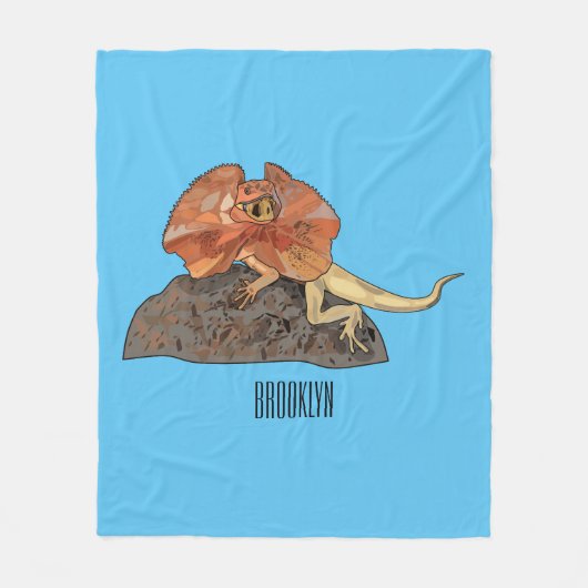 Afbeelding van hagedis-cartoon met gevlekte hals fleece deken (Voorkant)