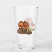 Afbeelding van hagedis-cartoon met gevlekte hals glas (Voorkant)