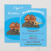 Afbeelding van hagedis-cartoon met gevlekte hals kaart (Voorkant / Achterkant)