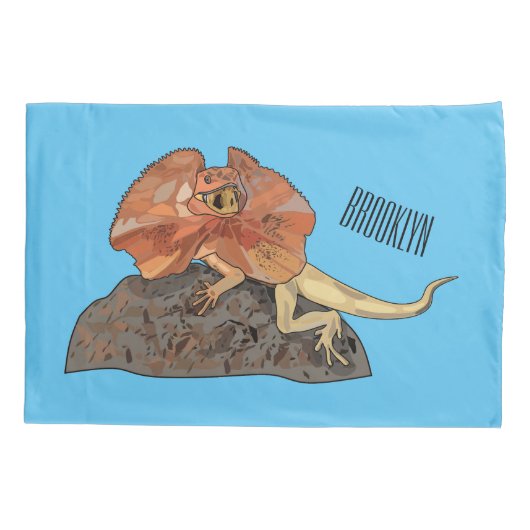 Afbeelding van hagedis-cartoon met gevlekte hals kussensloop (Achterkant)