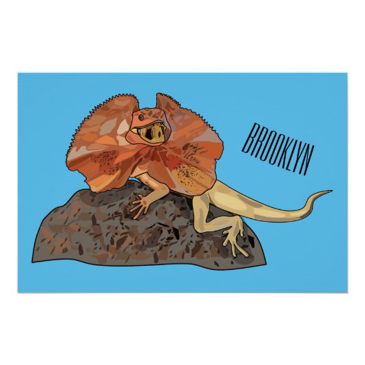 Afbeelding van hagedis-cartoon met gevlekte hals perfect poster (Voorkant)