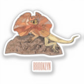 Afbeelding van hagedis-cartoon met gevlekte hals sticker (Voorkant)