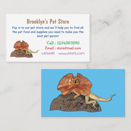 Afbeelding van hagedis-cartoon met gevlekte hals visitekaartje (Voorkant / Achterkant)