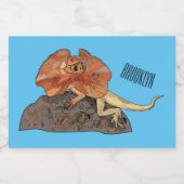 Afbeelding van hagedis-cartoon met gevlekte hals voedselcontainer etiket (Enkel label)