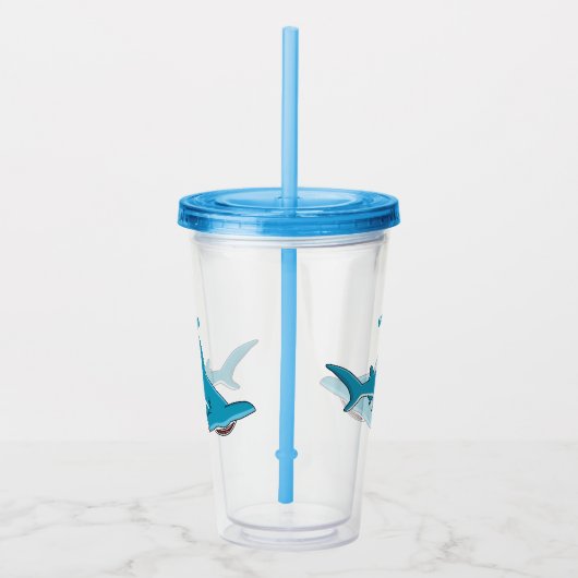 Afbeelding van hamerhaaienhaai cartoon acryl drinkbeker (Rechts)