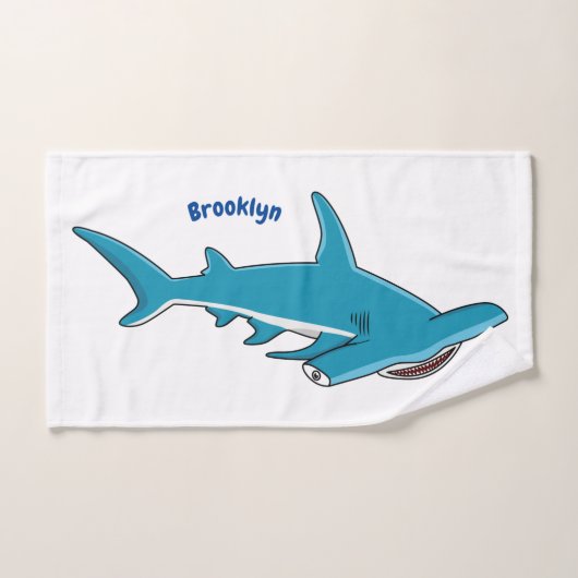 Afbeelding van hamerhaaienhaai cartoon bad handdoek (Handdoek)