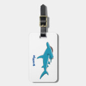 Afbeelding van hamerhaaienhaai cartoon bagagelabel (Voorkant verticaal)