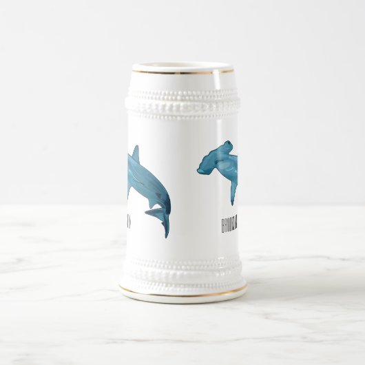 Afbeelding van hamerhaaienhaai cartoon bierpul (Center)