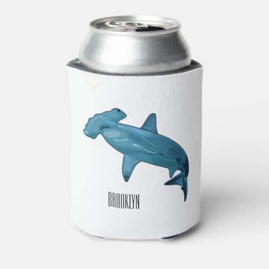 Afbeelding van hamerhaaienhaai cartoon blikjeskoeler (Blikje Achterkant)