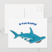 Afbeelding van hamerhaaienhaai cartoon briefkaart (Voorkant / Achterkant)