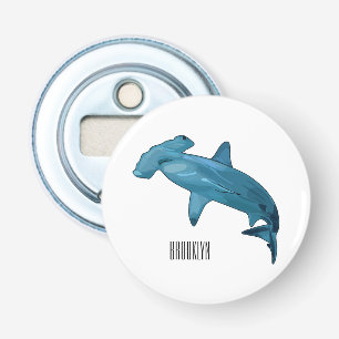 Afbeelding van hamerhaaienhaai cartoon button flesopener
