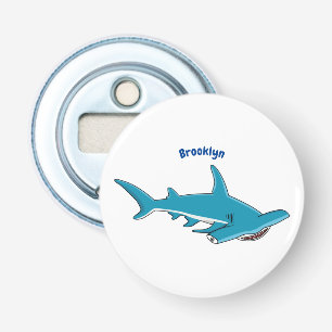 Afbeelding van hamerhaaienhaai cartoon button flesopener