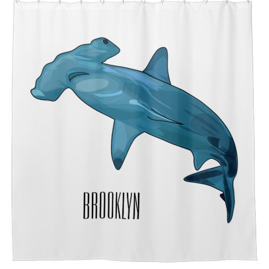 Afbeelding van hamerhaaienhaai cartoon douchegordijn (Voorkant)