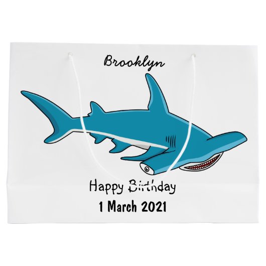 Afbeelding van hamerhaaienhaai cartoon groot cadeauzakje (Achterkant)