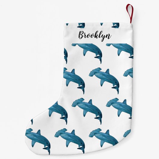 Afbeelding van hamerhaaienhaai cartoon kleine kerstsok (Achterkant)