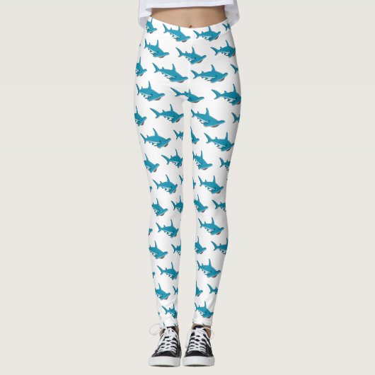 Afbeelding van hamerhaaienhaai cartoon leggings (Voorkant)