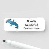 Afbeelding van hamerhaaienhaai cartoon naamplaatje (In situ)