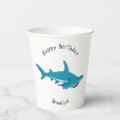 Afbeelding van hamerhaaienhaai cartoon papieren bekers (Achterkant)
