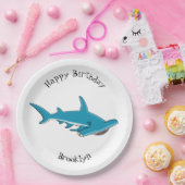Afbeelding van hamerhaaienhaai cartoon papieren bordje (Feest)